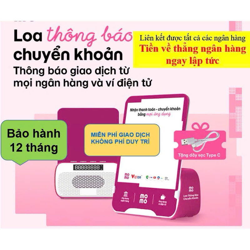 (BH 1 năm) Loa Momo đọc thông báo giao dịch nhận tiền về TKNH không thu phí duy trì