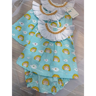 SET (áo + chip) SMOCK CÔ GÁI XINH ( quần xanh )