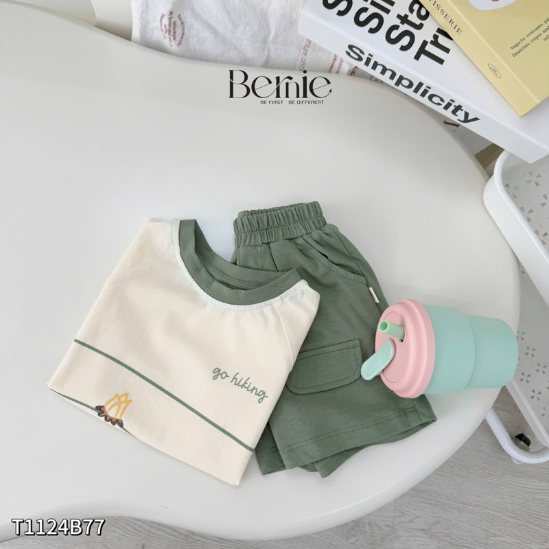 Set cộc tay Go Hiking Bernie, Bộ côc tay cotton cho bé trai chất liệu mềm thấm hút mồ hôi 9-24kg