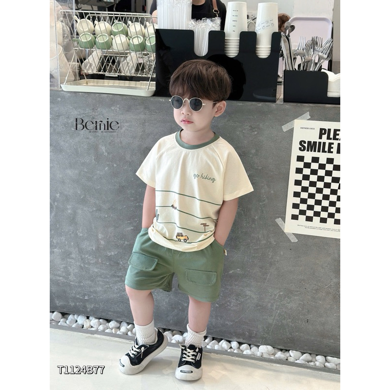 Set cộc tay Go Hiking Bernie, Bộ côc tay cotton cho bé trai chất liệu mềm thấm hút mồ hôi 9-24kg