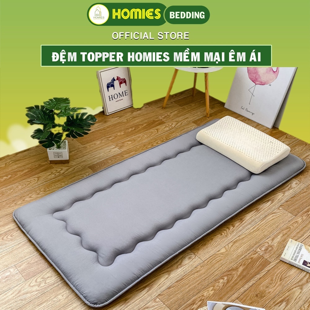 Topper Nệm Bông Xuất Nhật HOMIES Bedding & Décor, Đệm Topper Xám Ghi ...