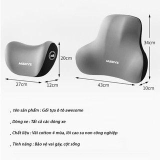 ✈️[Freeship] Gối tựa ô tô mẫu mới lõi cao su non + vỏ cotton thoáng khí