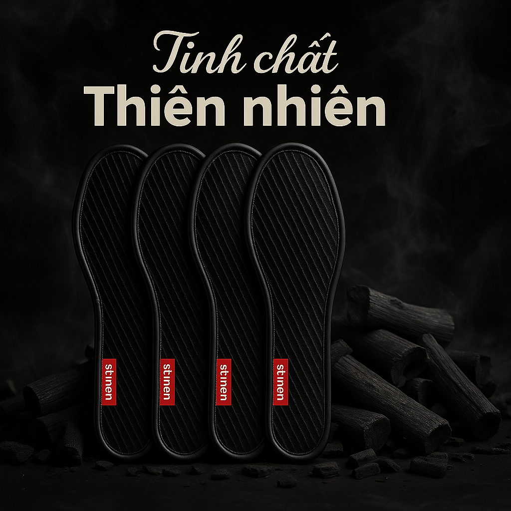 Lót giày than tre 3 lớp Khử mùi, Thấm hút mồ hôi, Thoáng khí