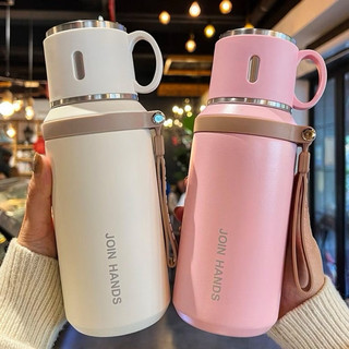 Bình giữ nhiệt cao cấp Join Hands 600ml kèm nắp uống, ly giữ nhiệt inox 316 chống han rỉ giữ nhiệt lâu 24h