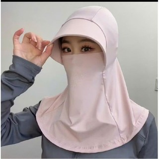 Mũ khẩu trang 3in1 chống nắng thoáng khí bằng lụa băng,có khăn choàng chống nắng đi xe đạp