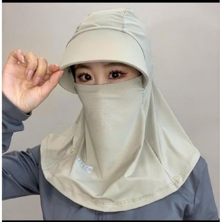 Mũ khẩu trang 3in1 chống nắng thoáng khí bằng lụa băng,có khăn choàng chống nắng đi xe đạp
