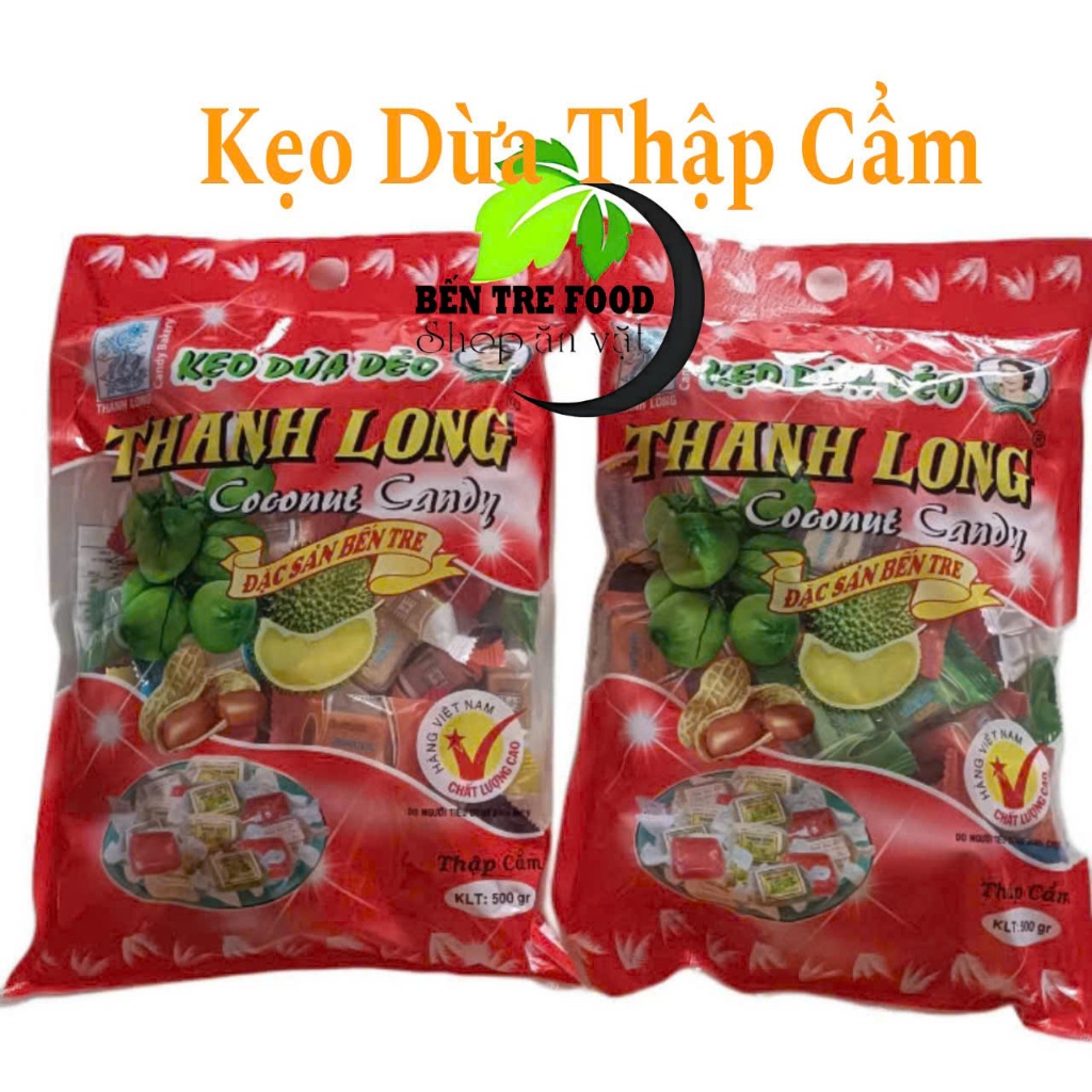 Kẹo dừa dẻo thập cẩm nhiều vị Thanh Long túi 500gr- Đặc Sản Bến Tre Shop