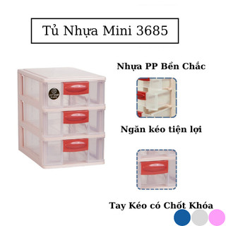 Tủ Nhựa Mini Để Bàn Việt Nhật, Tủ Thuốc Đa Năng Nhựa Trong Suốt  3,4,5 tầng 3685 Việt Nhật