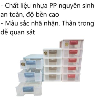Tủ Nhựa Mini Để Bàn Việt Nhật, Tủ Thuốc Đa Năng Nhựa Trong Suốt  3,4,5 tầng 3685 Việt Nhật