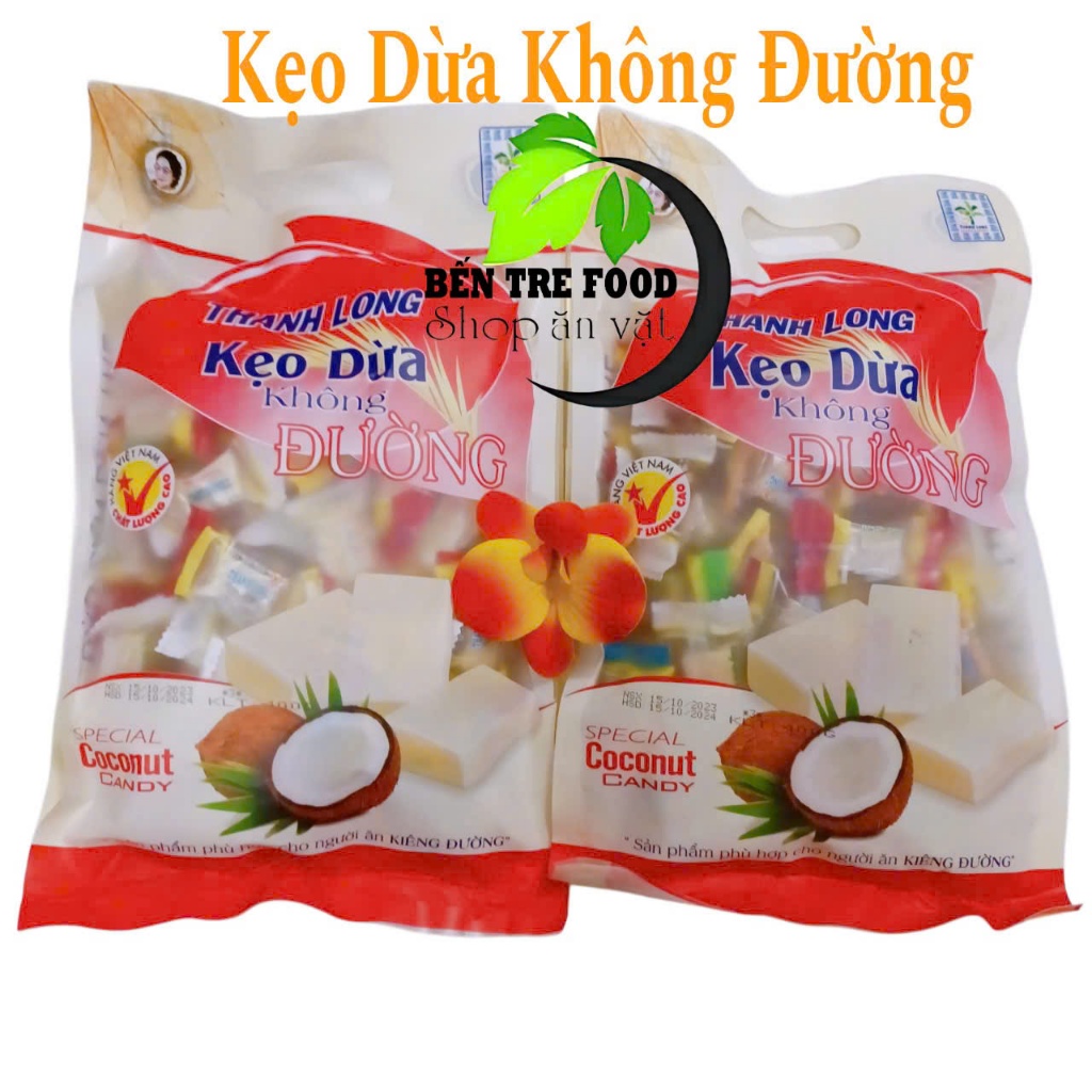 Kẹo dừa sáp không đường Bên Tre túi 400gr