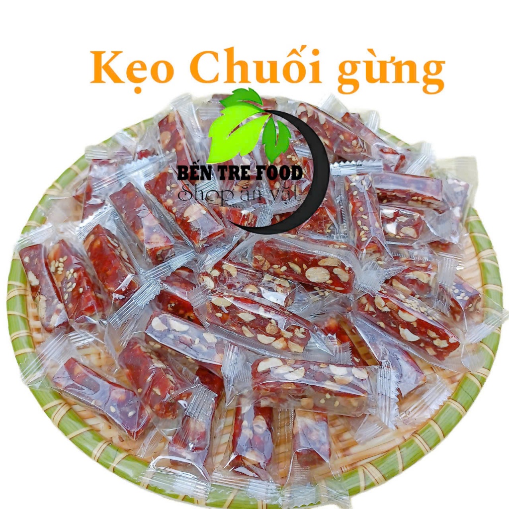 Kẹo chuối gừng cốt dừa đậu phộng Bến Tre đóng máy túi zip