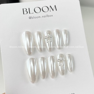 [B40] Móng úp thiết kế tráng gương ánh ngọc charm nơ thừng xinh xắn by Bloom.nailbox