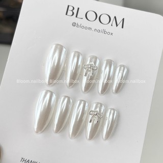 [B40] Móng úp thiết kế tráng gương ánh ngọc charm nơ thừng xinh xắn by Bloom.nailbox