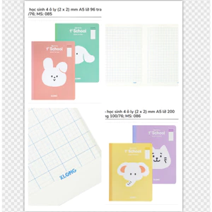 KLONG - Tập Vở Học sinh 4 ô ly (2 x 2) mm size A5 96 trang / 200 Trang 100/76; MS: 085 ♥ MS: 086 HSSV luyện chữ,