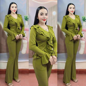 TH66 - SÉT ĐỒ BỘ THUN TĂM LẠNH, QUẦN DÀI ỐNG LOE, ÁO MAY BÈO DỄ THƯƠNG