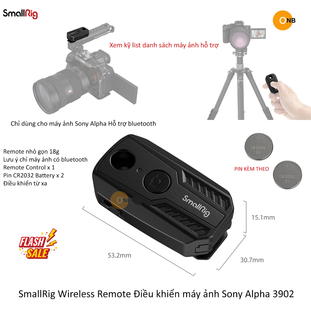 SmallRig Remote Bluetooth Điều Khiển Máy Ảnh Sony Alpha 3902 | Shopee ...