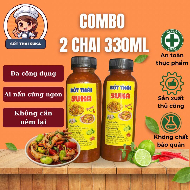 Combo 2 Chai Nước Sốt Trộn Chân Gà Suka 330ml – Sốt Thái Chua Cay Đậm Vị, Trộn Chân Gà, Tai Heo, Hải Sản Siêu Ngon
