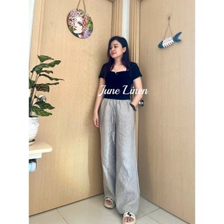 [JUNE LINEN] QD06-Quần dài Linen tưng premium lưng thun. Dài 102cm, ống 30cm