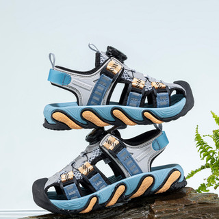 Sandal trẻ em HOBIBEAR E1009 Blue khóa xoay cao cấp, dép quai hậu đế bằng dành cho bé trai