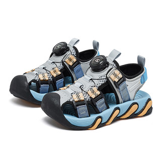 Sandal trẻ em HOBIBEAR E1009 Blue khóa xoay cao cấp, dép quai hậu đế bằng dành cho bé trai