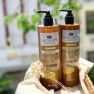 Cặp Dầu Gội XẢ gừng Thảo Dược Thái Lan BOOTS NATURE'S SERIES GINGER Kích Thích Mọc Tóc Chống Rụng Tóc 480ml