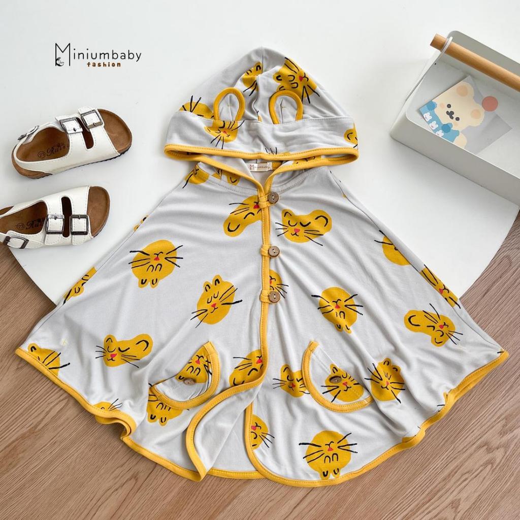 Áo choàng chống nắng cho trẻ em miniumbabyfashion, kiểu cánh dơi bé gái chất cotton-HUOUHONG