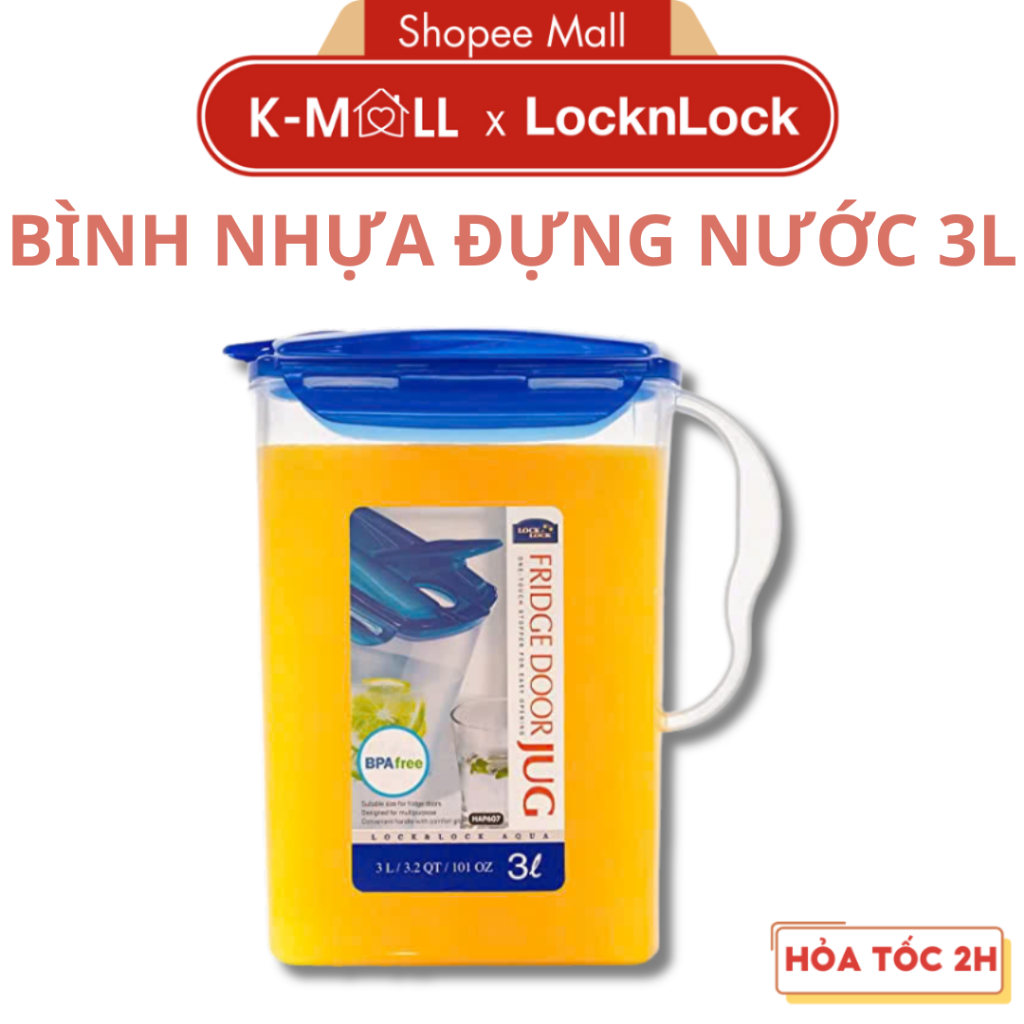Bình Nhựa Đựng Nước LocknLock Fridge Door Jug HAP607 3L, HPL735 2L Đựng Nước Trái Cây - K-MALL