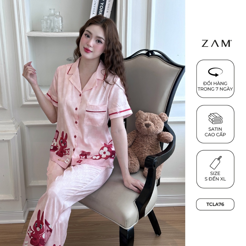 Ảnh BỘ MẶC NHÀ SHE BY ZAM - A76 - HỌA TIẾT THỎ HỒNG 2