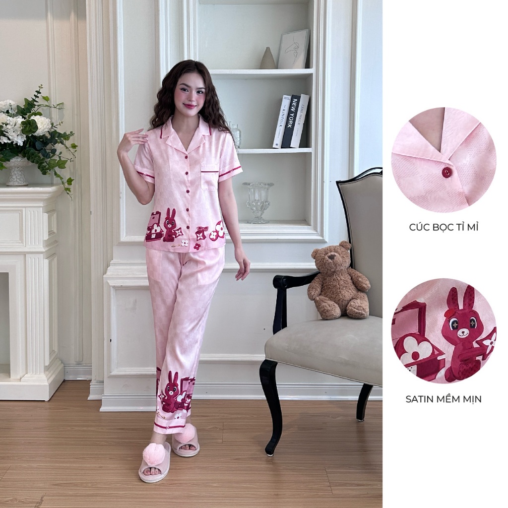 Ảnh BỘ MẶC NHÀ SHE BY ZAM - A76 - HỌA TIẾT THỎ HỒNG 3
