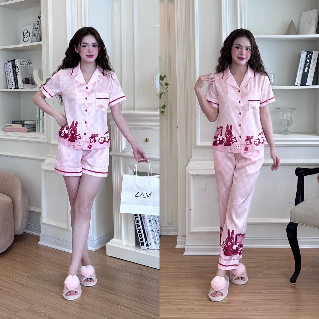 Ảnh BỘ MẶC NHÀ SHE BY ZAM - A76 - HỌA TIẾT THỎ HỒNG 1