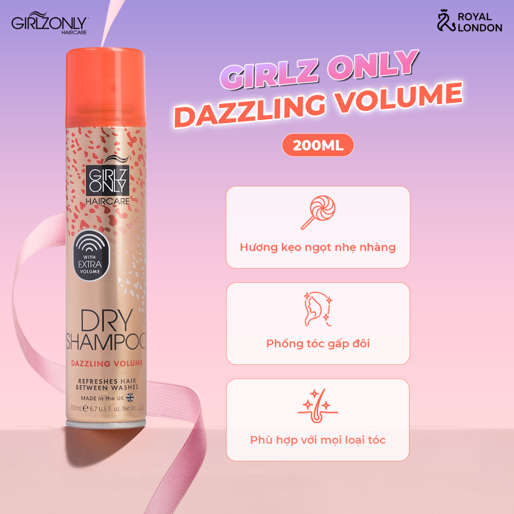 Ảnh Dầu Gội Khô Dry Shampoo Girlz Only Dazzling Volume 200ml, phồng tóc gấp đôi mùi hương kẹo ngọt 3