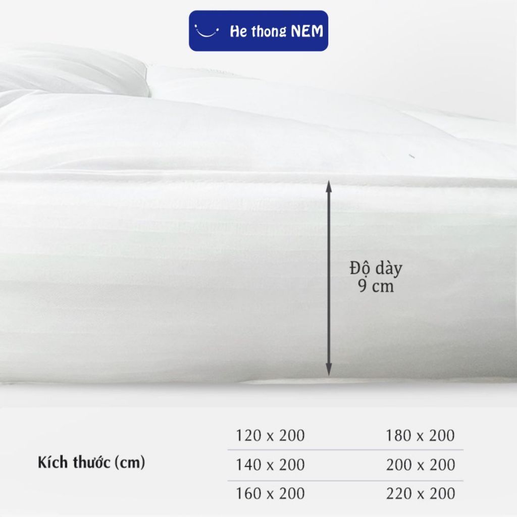 Ảnh Niệm Topper dày 9cm He thong NEM Cao Cấp Tấm Nệm Đệm Topper Toper Trải Giường Tăng Tiện Nghi Chuẩn Khách Sạn 5 Sao 4