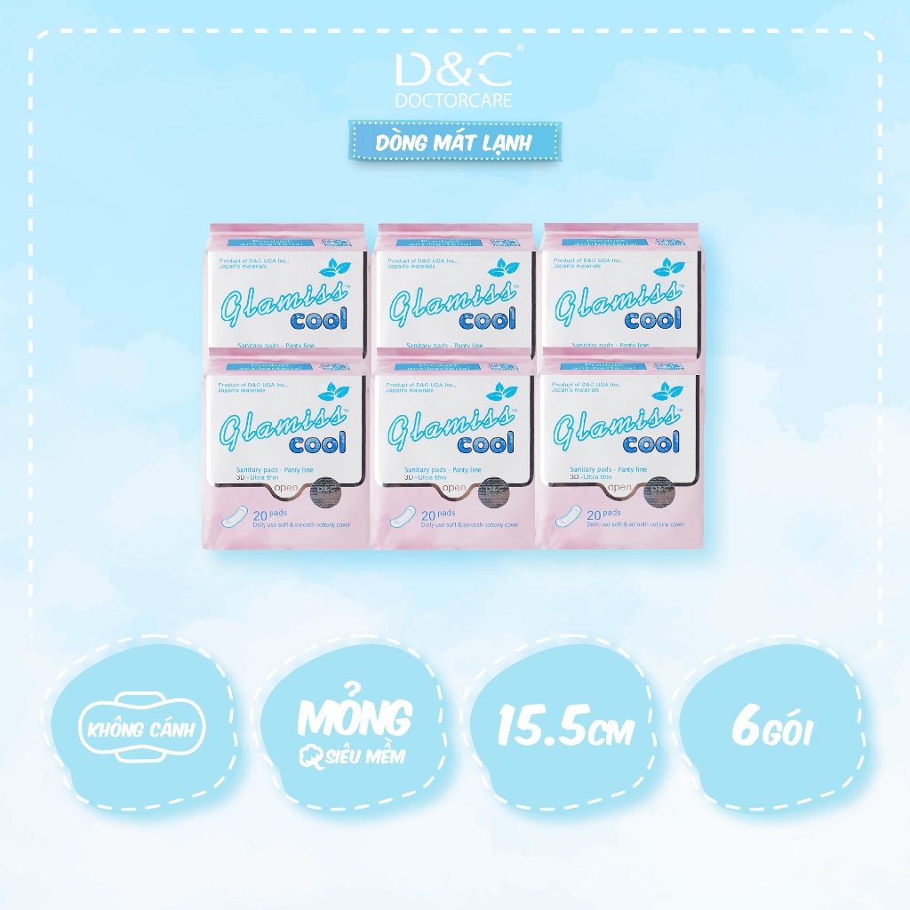 Ảnh Băng vệ sinh thảo dược Glamiss Cool hàng ngày 15.5 cm Combo 6 gói 1