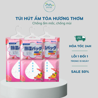 Túi hút ẩm 2 ngăn hương thơm nước hoa siêu hút ẩm chống mốc, nồm, ẩm có móc treo tủ quần áo