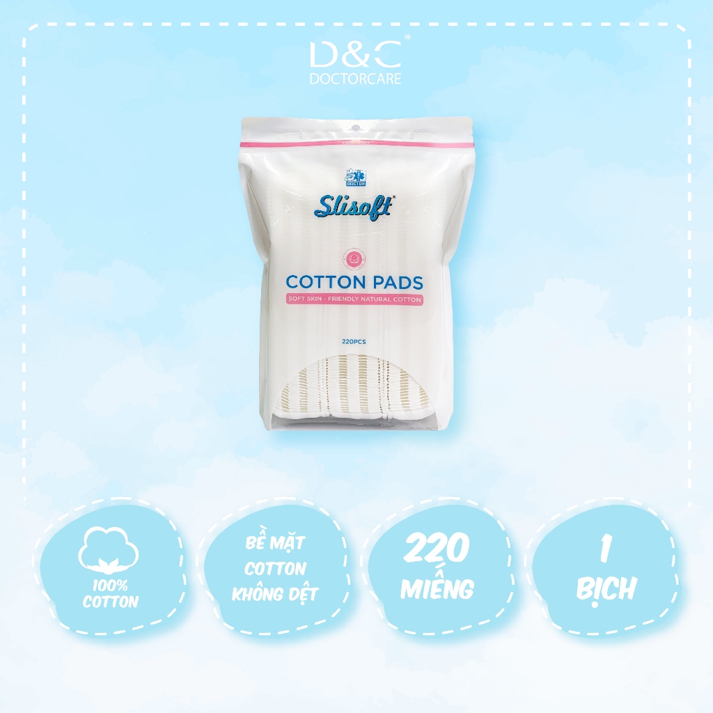 Ảnh Bông tẩy trang Slisoft cotton không dệt, mềm mịn an toàn cho da 1