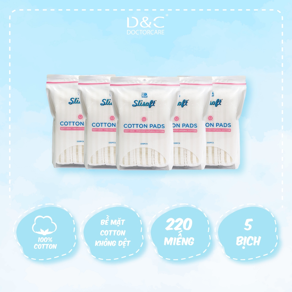 Ảnh Combo bông tẩy trang Slisoft cotton không dệt, mềm mịn an toàn cho da 3