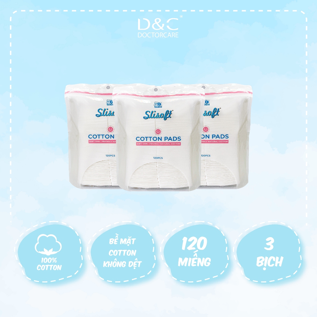 Ảnh Combo bông tẩy trang Slisoft cotton không dệt, mềm mịn an toàn cho da 2