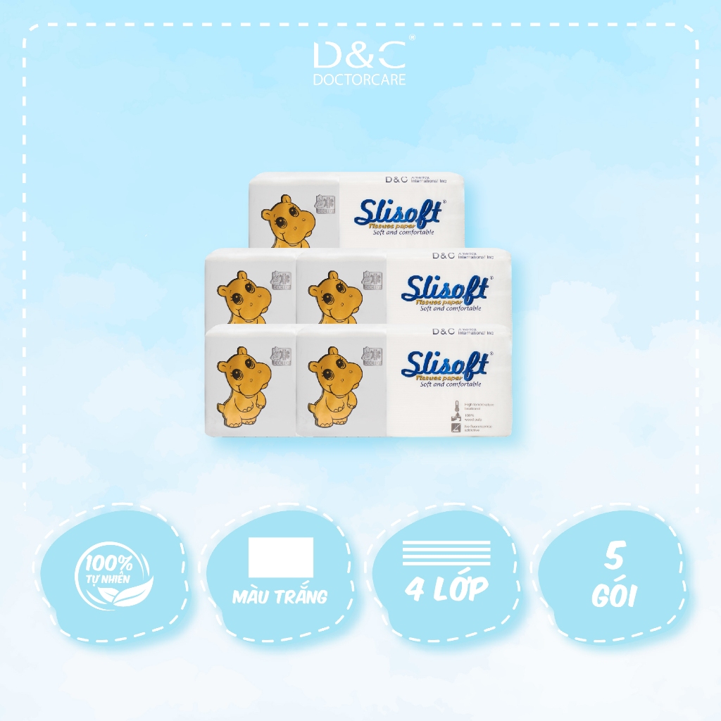 Ảnh Giấy ăn Slisoft Trắng tự nhiên thân thiện môi trường không chất tẩy trắng (5 gói) 1