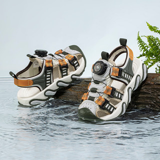 Giày sandal bé trai HOBIBEAR E1009 Green, sandal bít mũi có khóa xoay và đế EVA cao cấp