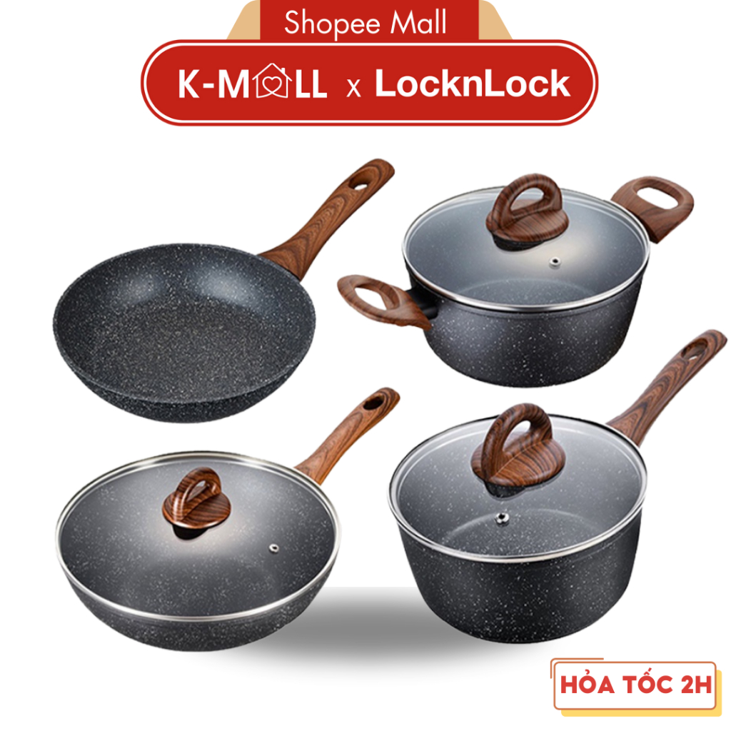 Nồi Chảo nhôm LocknLock BAUM chống dính dùng được trên bếp từ nhiều size lựa chọn LBU - K-MALLL