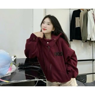Áo khoác hoodies nam nữ thời trang, zip boxy có nút bấm unisex