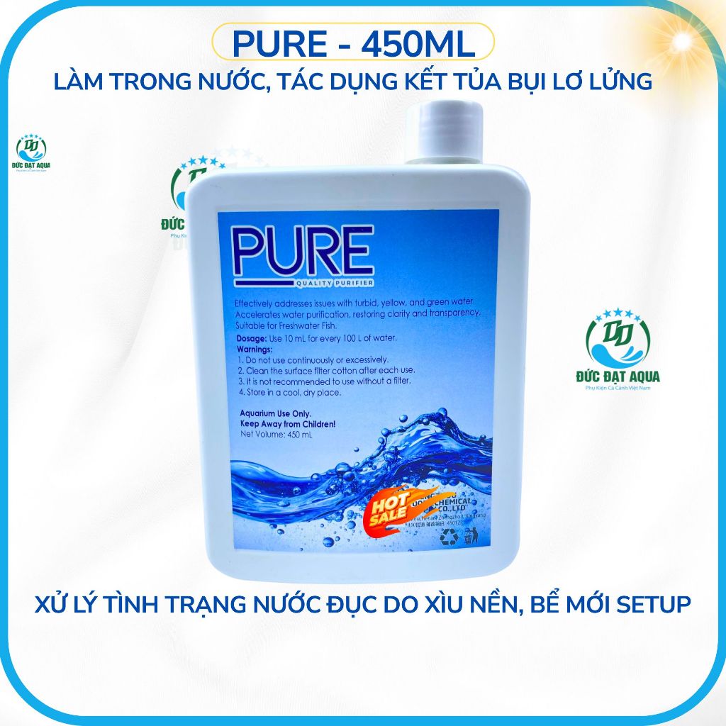 Pure - 450ml Làm trong nước, kết tủa bụi lơ lửng. Xử lý tình trạng nước đục, bể mới setup 4