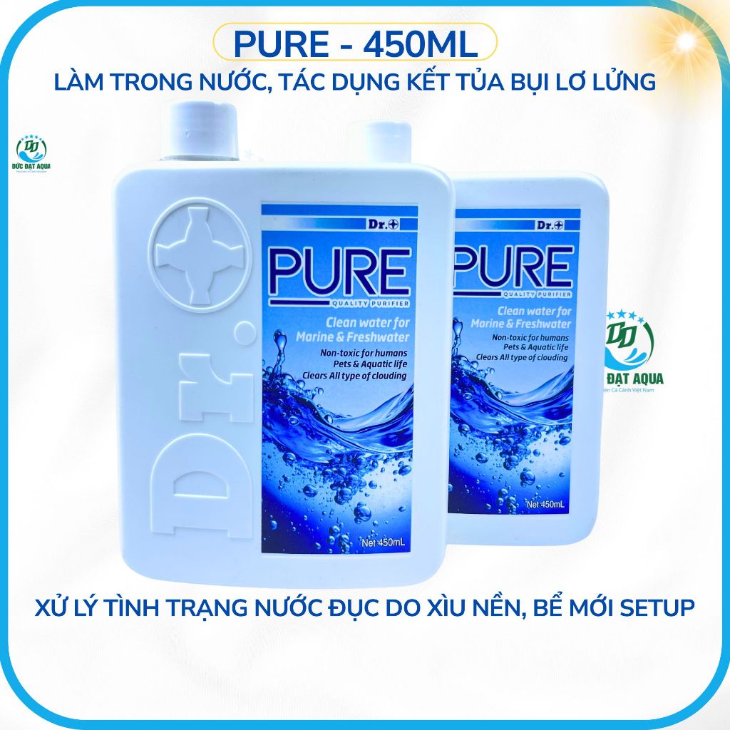 Pure - 450ml Làm trong nước, kết tủa bụi lơ lửng. Xử lý tình trạng nước đục, bể mới setup