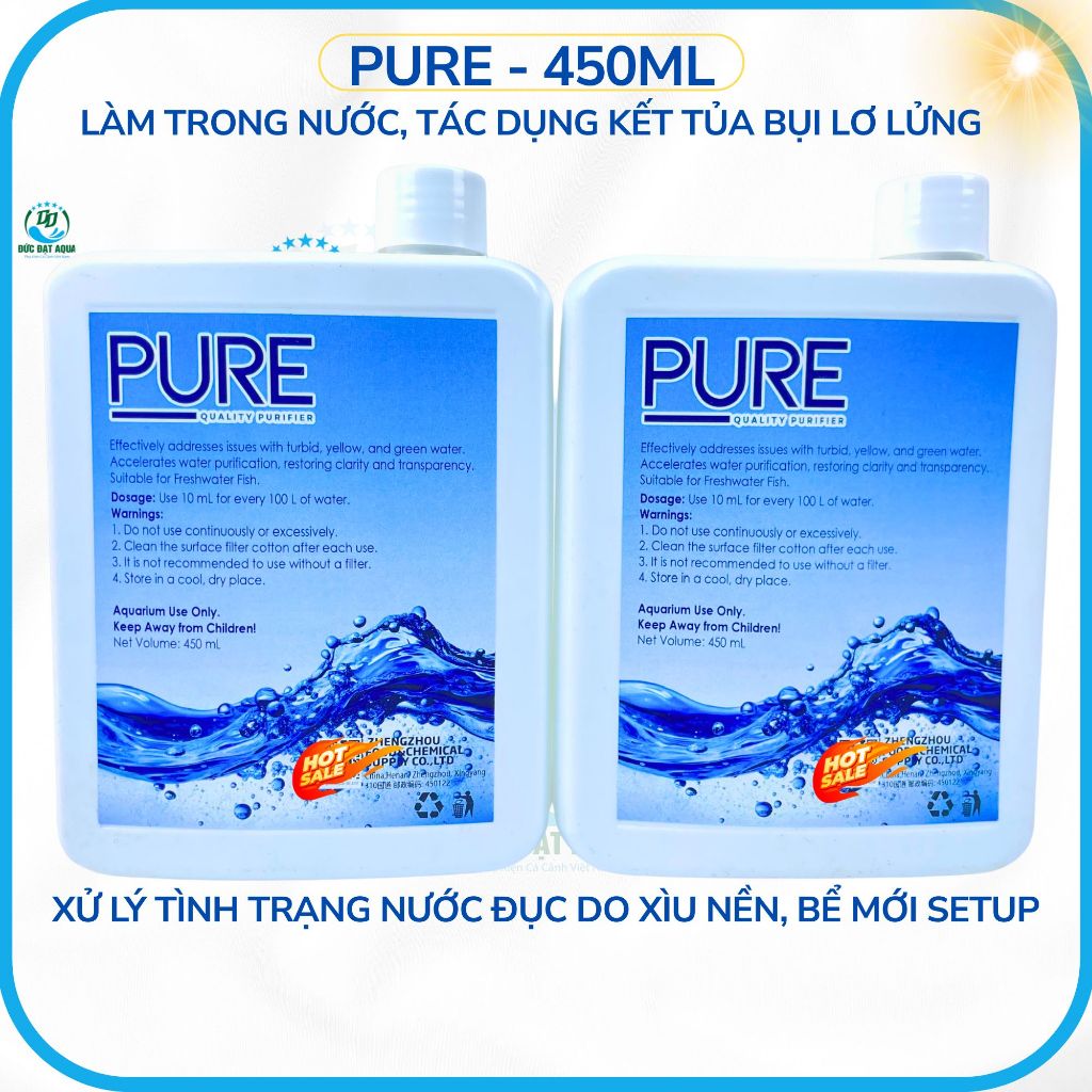 Pure - 450ml Làm trong nước, kết tủa bụi lơ lửng. Xử lý tình trạng nước đục, bể mới setup 6