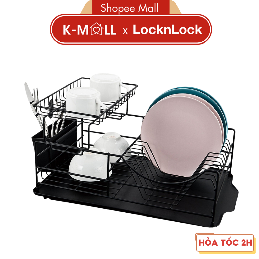 Kệ chén dĩa LocknLock 2 tầng bằng sắt Tier Dish Rack LDR206BLK , dễ lắp ...