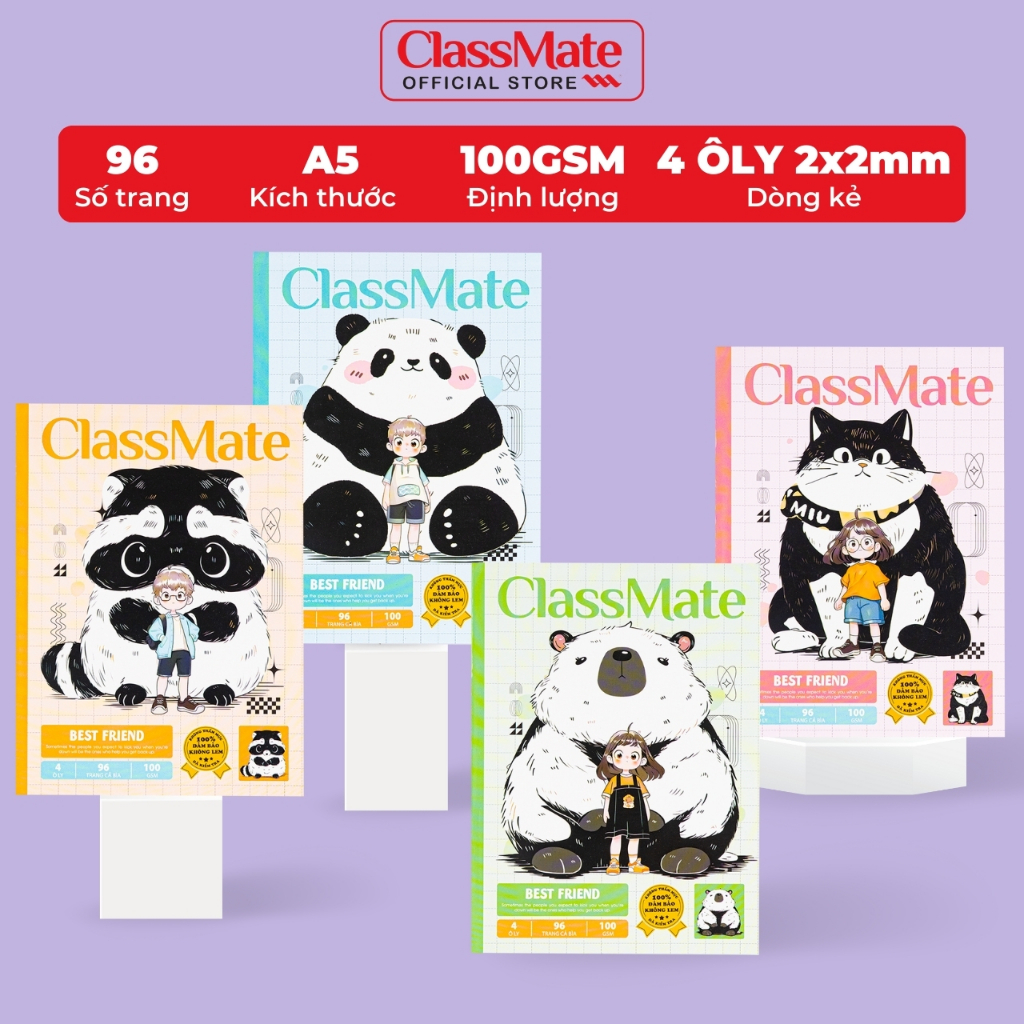 Tập Học Sinh Miền Nam 100gsm Classmate Vở 4 Ô Ly A5 Không Thấm Mực 96 Trang Vở 4 Ô Li 2x2mm Vở Học Sinh Cấp 1 NA5-09-005