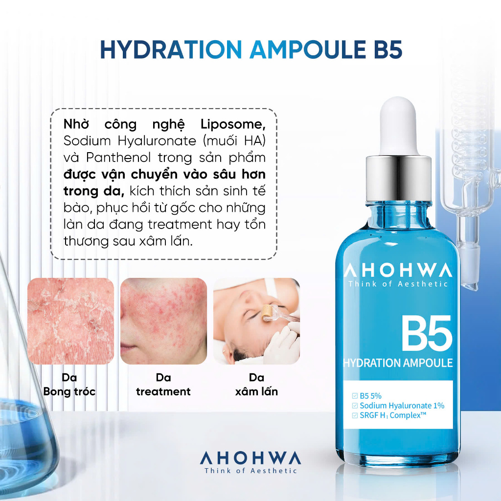 Serum Tinh Chất Phục Hồi Ahohwa Hydration Ampoule B5 30ml – Dưỡng Ẩm, Làm Dịu Da