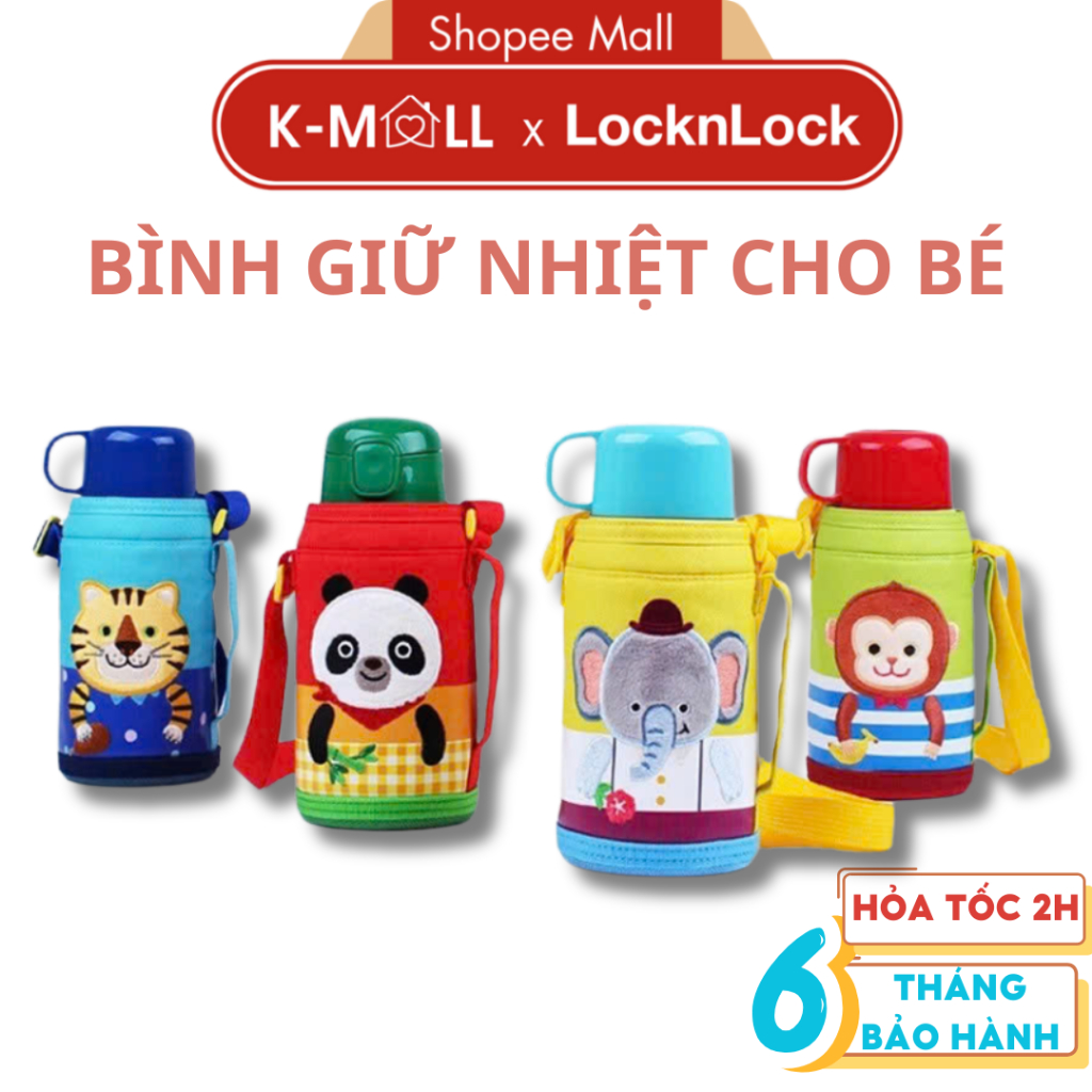 Bình giữ nhiệt LocknLock Cartoon Vacuum Bottle LHC1435 dung tích 550ml, nắp làm cốc - K-MALL