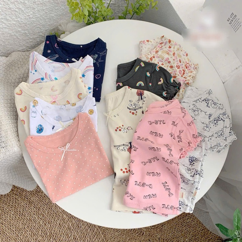 Set 3 áo thun bé gái Beernie E0366 tay bo co giãn, mềm mát, màu ngẫu nhiên size 80–130 (8–20kg), đồ trẻ em mặc hè