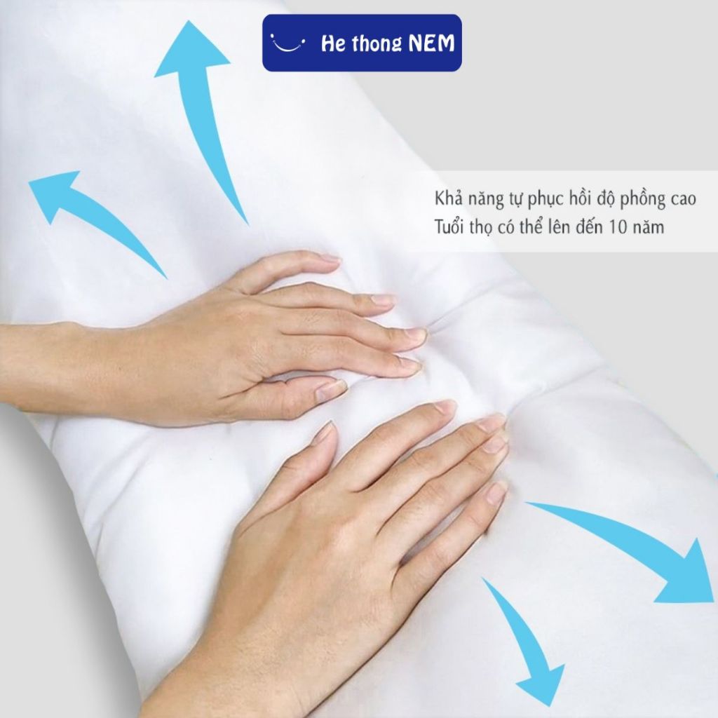 Ảnh Gối Ôm Lông Vũ He thong NEM Cao Cấp Ruột Lõi Gối Lông Vũ Ôm Ngủ Dài 1m 35x100cm Lông Vũ Nhân Tạo Ôm Mềm Mịn 4